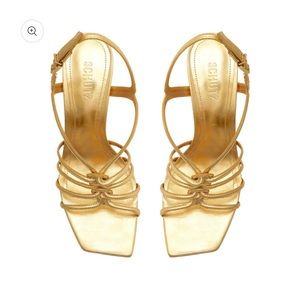 - SCHUTZ, Metallic,Gold-- Octavia, strappy Leather Sandal. Preowned, S…